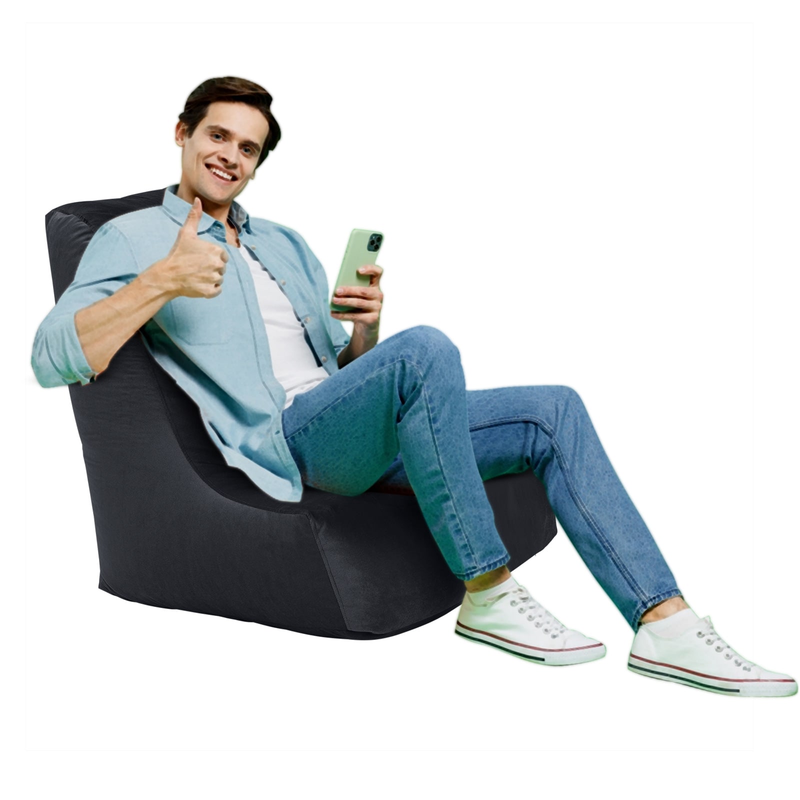 Thumbnail image for In House Harvey Velvet Bean Bag Chair - Medium - Dark Grey