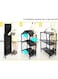 Foldable Standing Shelf,Units Storage Rack,Metal Heavy Duty Storage Shelf with Wheels, No Need Install Storage Rack (Black, 3-tier)