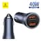 Baseus supports 4 fast charging Car charger Golden Contactor Pro car charger 2x USB QC SCP 40W Qualcomm Quick Charge 4.0 for iPhone 13 Pro/13 Pro Max/13 mini/12 Pro Max/11Pro Max iPad 9,6,S20 S10 Grey