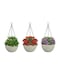 Vsell24&nbsp;3-Piece Round Hanging Flower Pot Set with Drainage Holes - Indoor, Outdoor Balcony Garden Pots, White, 25x16 cm