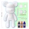 DIY CREATE YOUR OWN UNIQUE ACRYLIC FLUID POURING PAINT BEAR (9 inch - 23 cm) COMPLETE SET, colors: Black, Gold, Dark-Blue. Arts and Crafts, Customize Handmade Creative Birthday Gift