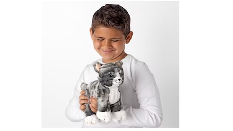 Soft toy, cat grey/white