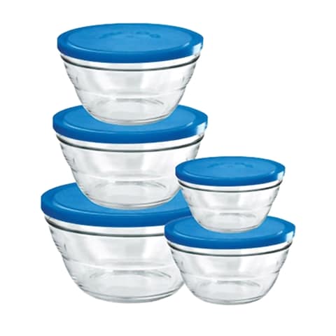  Borgonovo Lambada Bowls With Cover - 5 Bowls - Blue