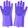 Imcute - 1 Pair Kitchen Hand Gloves Silicone Gloves With Wash Scrubber Reusable Dishwashing Gloves For Bedrooms Kitchens Cleaning Cars Washing