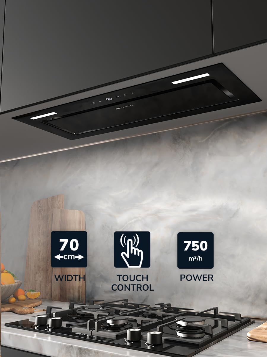 MILLEN 70 cm Built In Range Hood 750m3/h - MBKHG 702 BL, 3 Year Warranty