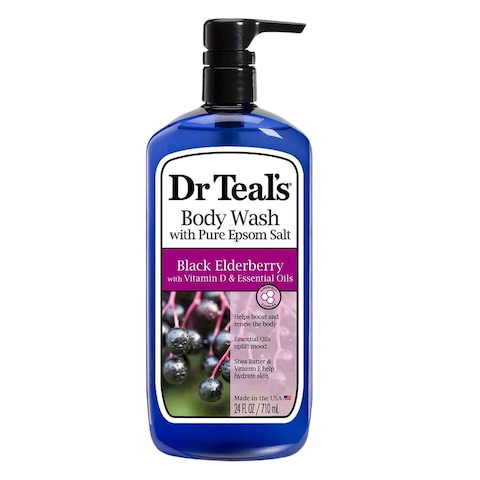 Dr Teals Body Wash With Pure Epsom Salt Black Elderberry Vitamin D And Essential Oils 710ml