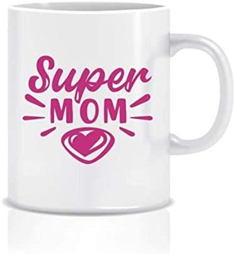 Goldedge Super Mom Pink Personalized Ceramic Sublimation Mug 11 Oz Fully Customized Coffee Mug