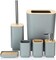 Bamboo Bathroom Accessories Set of 6 Modern Design 6 Pieces Bathroom Accessory Set Soap Dispenser Toothbrush Holder Tooth Mug Soap Dish Toilet Brush Rubbish for Bathroom Home Decor (Grey)