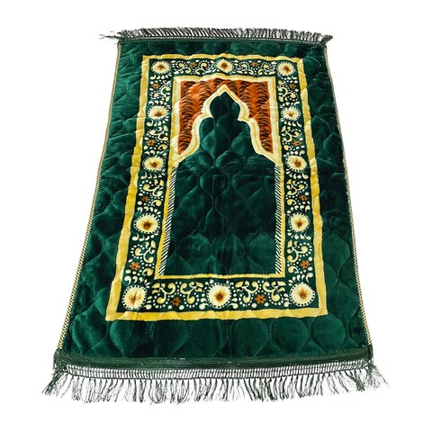 Fabienne Thick Foam Prayer Mat Anti-Slip Flannel Prayer Rug Printed 80 x 120 cm Green