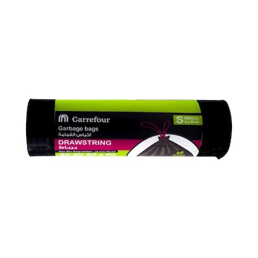 Carrefour 30 Gallon Drawstring Small Black 20 Garbage Bags