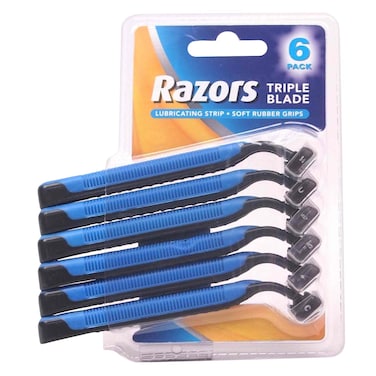 Uncle Bills Triple Blade Disposable Razor For Men 6 Pieces