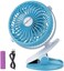 Fitto Battery Operated Clip on Stroller Fan, Portable Mini Desk Fan, Rechargeable, Blue