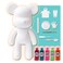 DIY CREATE YOUR OWN UNIQUE ACRYLIC FLUID POURING PAINT MONEY SAVING BEAR (13 inch - 33 cm) COMPLETE SET, Colors: Rose-Red, Blue-Green, Fluorescent-Pink, Mint-Green, Orange, Fun Creative Gift
