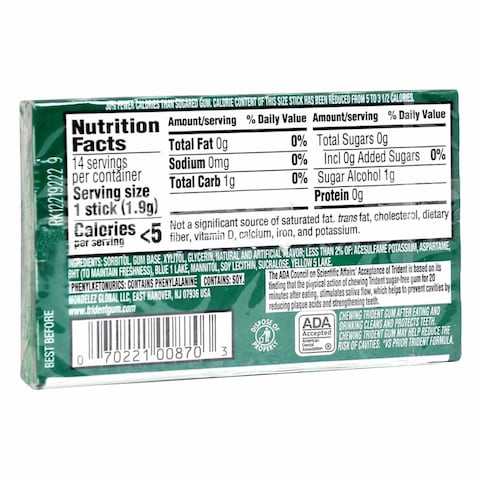 Trident Spearmint Chewy Gum 14 Sticks
