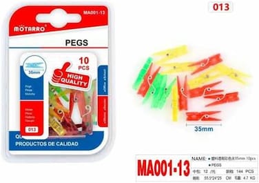 Motarro Pegs Clips 10pcs set Pack 2 Multicolor (MA001-13)