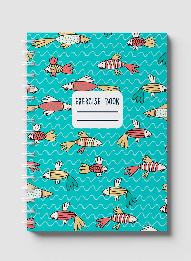 Lowha Spiral Notebook With 60 Sheets And Hard Paper Covers With Tropical Fish Design, For Jotting Notes And Reminders, For Work, University, School