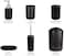 Bathroom Accessories Set 6 Piece Bath Ensemble with Smooth Surface Includes Soap Dispenser, Toothbrush Holder, Toothbrush Cup, Soap Dish for Decorative Countertop and Housewarming Gift, Black