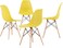 Modern Dining Chair, Lounge Chair, Office Chair, Plastic Shell Chair, Eames Style Chair with Wood Legs and Plastic Seat, for Living Room, Bedroom, Kitchen, Dining Side Chairs, Set of 4 (Yellow)
