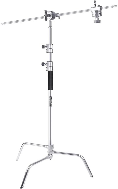 COOPIC C Stand Stainless Steel 330cm/10ft Max. Height Studio Photo Video 4 feet Holding Arm Grip with Turtle Base for Light Reflector (1 PACK)
