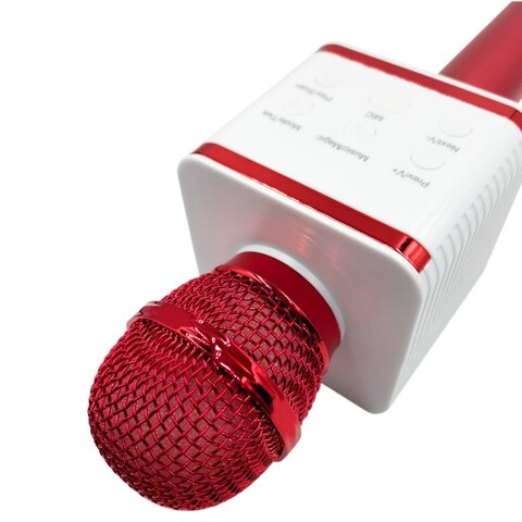 جينيريك مكبر صوت كاريوكي بلوتوث مع ميكروفون V7 - أحمر مع أبيض
