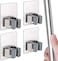 4 Pack Broom Holder Mop Holder, Self Adhesive No Drilling Hooks, Super Non-Slip, Broom and Dustpan Hanger Wall Mount Mop Rake Holder for Home, Kitchen, Garden, Garage Storage