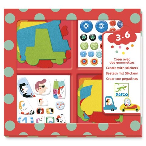 Djeco Create With Stickers Kit - I Love Cars