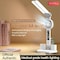 Foldable Double Head Led Fan Desk Lamp,USB Rechargeable Reading Lamp with Digital Temp, Time, Date, Pen Holders 3 Color Modes and Infinite Dimming, Double Swing Arm Desk Lamp,for Reading, Home