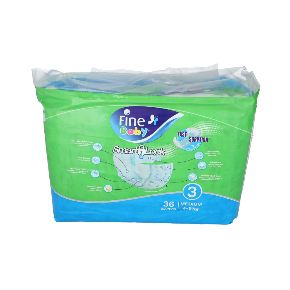 Fine Baby Fast Sorption Diapers 3 Medium 4-9 kg 36 pcs