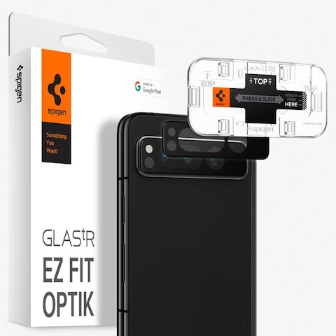 Spigen Glastr Ez Fit Optik Camera Lens Screen Protector Designed For Google Pixel Fold - Black [2 Pack]