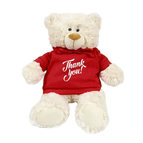 Cream Bear with Thank You trendy red hoodie 38cm