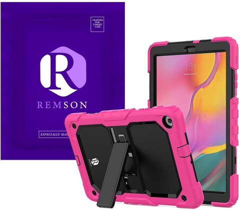Remson Samsung Galaxy Tab A 10.1&quot; T510 Full Body Rugged Shockproof Drop Protection With Kickstand/Shoulder Strap Cover (Rose)