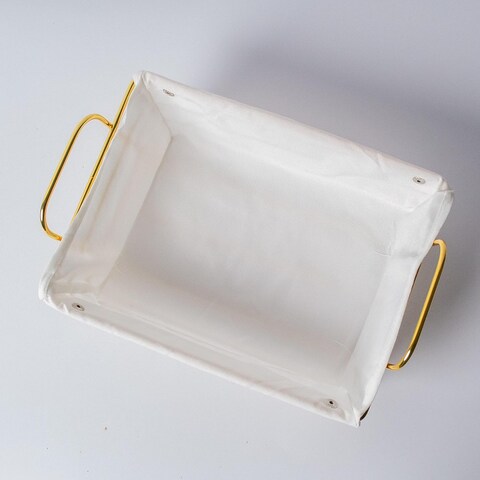 Atraux Metal Medium Rectangular Bread Basket With Fabric Lining (32Cm*22Cm*7Cm)