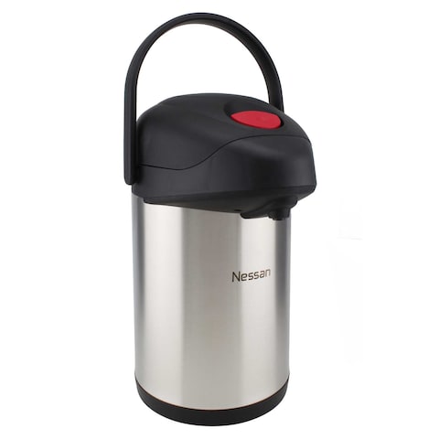Nessan Euro Stainless Steel Insulated Pump Flask Silver 4L