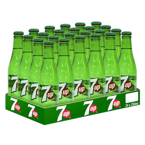 Buy 7UP, Carbonated Soft Drink, Glass Bottle, 250ml x 24 in Saudi Arabia