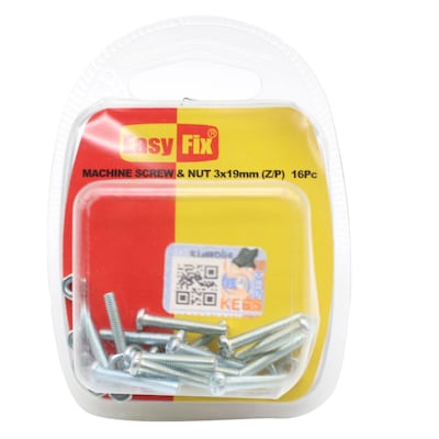 EASYFIX SCREW & NUT 3X19 16PCS
