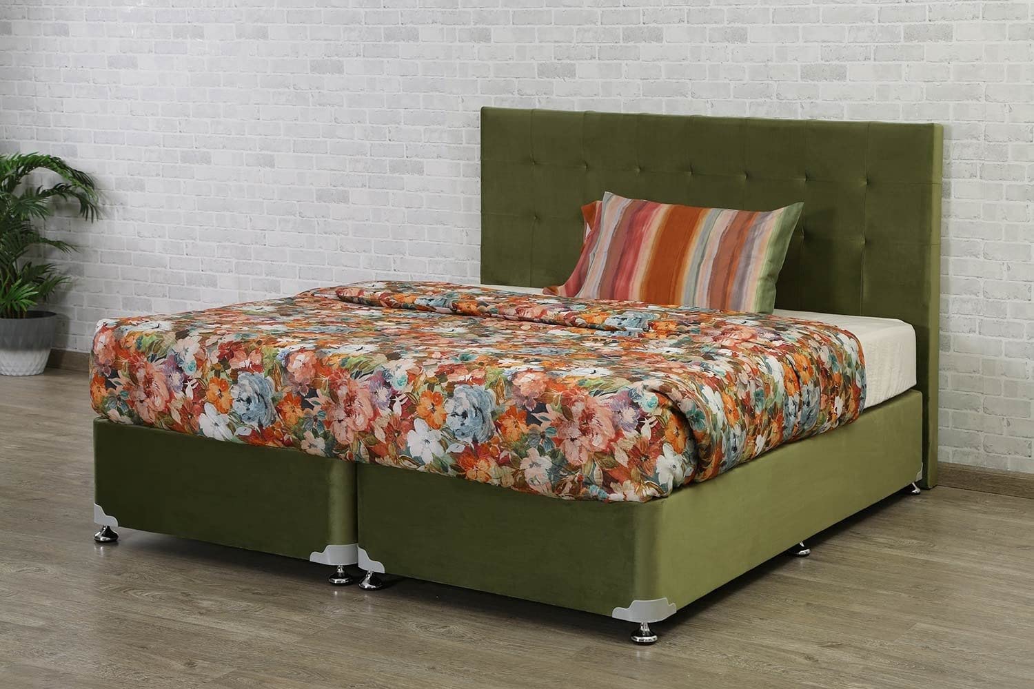 PAN Home Softtouch Divan Base Bed 200X200-Light Green