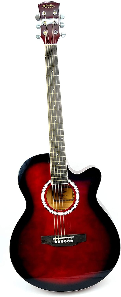 Mike Music 40 inch Acoustic Guitar with bag and strap (40, red glossy)