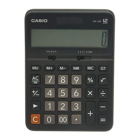 Casio Desktop Calculator - 12 Digits - Black - DX-12B
