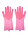 Generic Silicone Dish Washing Scrubber Gloves Rose