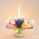 Party Time Double Layer Romantic Flower Musical Candles Happy Birthday Musical Candle Cake Topper - Cake Decoration (Colorful)
