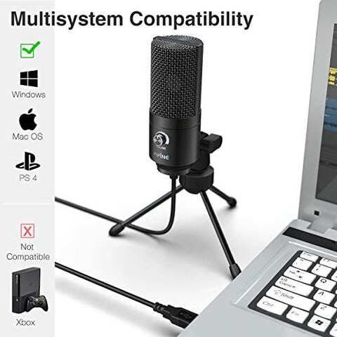 USB Microphone,Fifine Metal Condenser Recording Microphone For Laptop Mac Or Windows Cardioid Studio Recording Vocals, Voice Overs