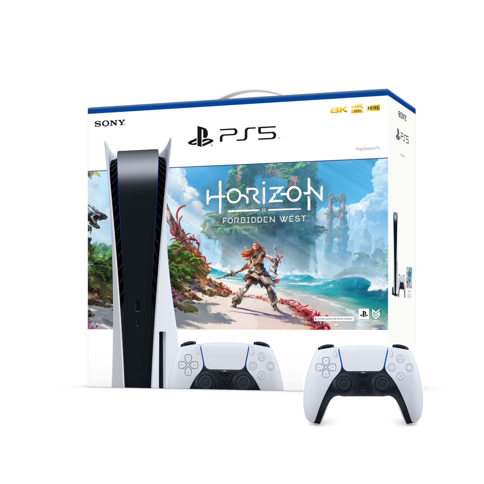 Sony PlayStation 5 Console Bundle With Horizon II Forbidden West Video Game And Controller Whit