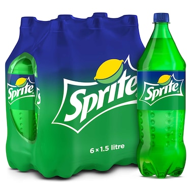 Sprite Lemon-Lime Flavoured Carbonated Soft Drink Pet Bottle, 1.5L Pack of 6