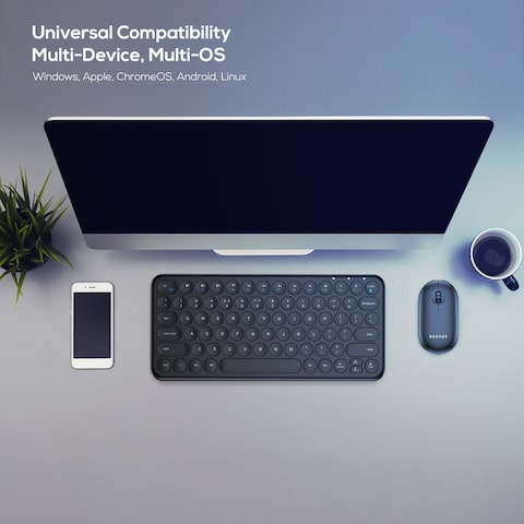 SEEKEN Mini Portable Bluetooth Keyboard - Black, Multi-Device Pairing, Premium Design, High-Quality.