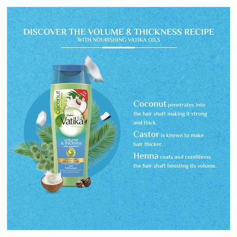Vatika Naturals Volume and Thickness Shampoo for Thin Hair - 360ml