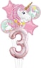 Party Time Pink Unicorn 3rd Birthday Balloon Decorations, Foil Balloon Set Pack of 6 - Number 3 Rose Gold Number Foil Balloon 40" Unicorn Theme 3rd Birthday Decoration Supplies