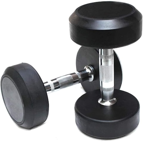 ULTIMAX Round Rubber Dumbbell Fitness Dumbbell Hand Weights Dumbbells Chrome Handle Dumbbell Professional Arm Muscle Exercise Equipment Gym and Home Fitness Equipment-1 Pcs (25Kg)