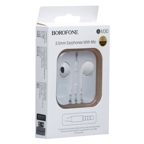 Borofone BM30 Wired Earphone White