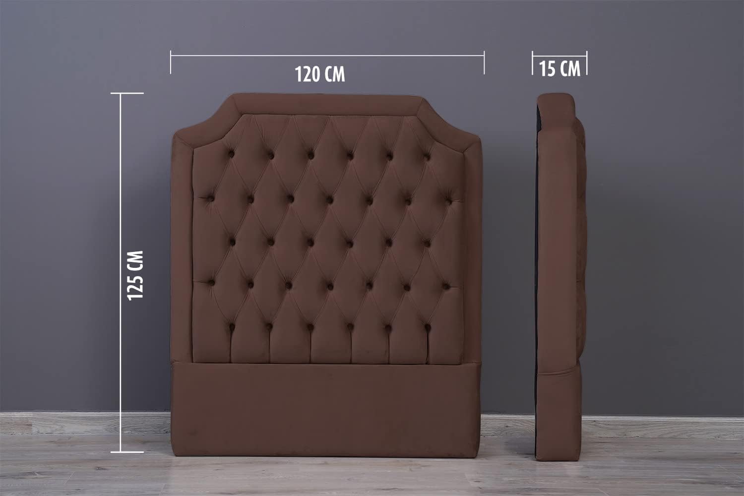 PAN Home Home Furnishings Andromeda Headboard Velvet Brown L-120: H-125cm 120x125 Brown