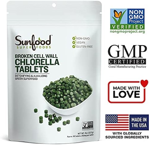 Sunfood Superfoods, Broken Cell Wall Chlorella 900 Tablets 250 Mg. 8 Oz. 117149